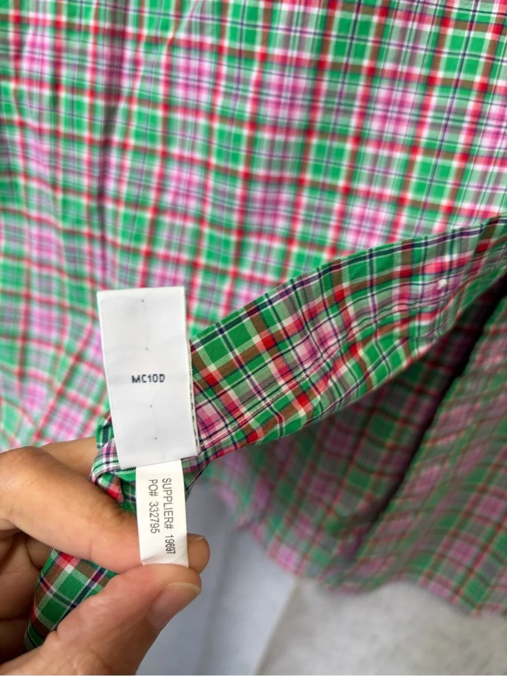 Ralph Lauren Green, Pink & White Plaid Button-Down Shirt vintage 90s